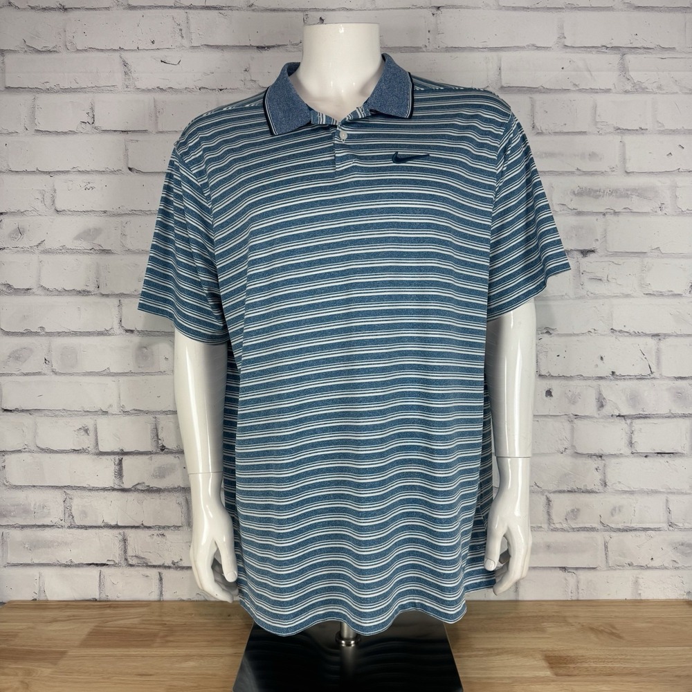 Nike Shirt Men's Extra Large‎ XL Polo Short Sleeve Nike Golf Dri-Fit Blue